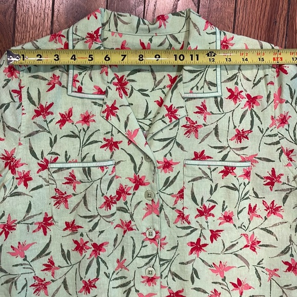 Christopher & Banks Button Down Green Short Sleeve Shirt - Picture 7 of 10
